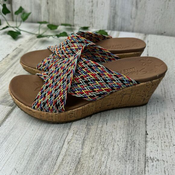Skechers Beverlee Vacation Mode Wedge Slide Sandal Rainbow Women's Size 7 - Picture 2 of 6